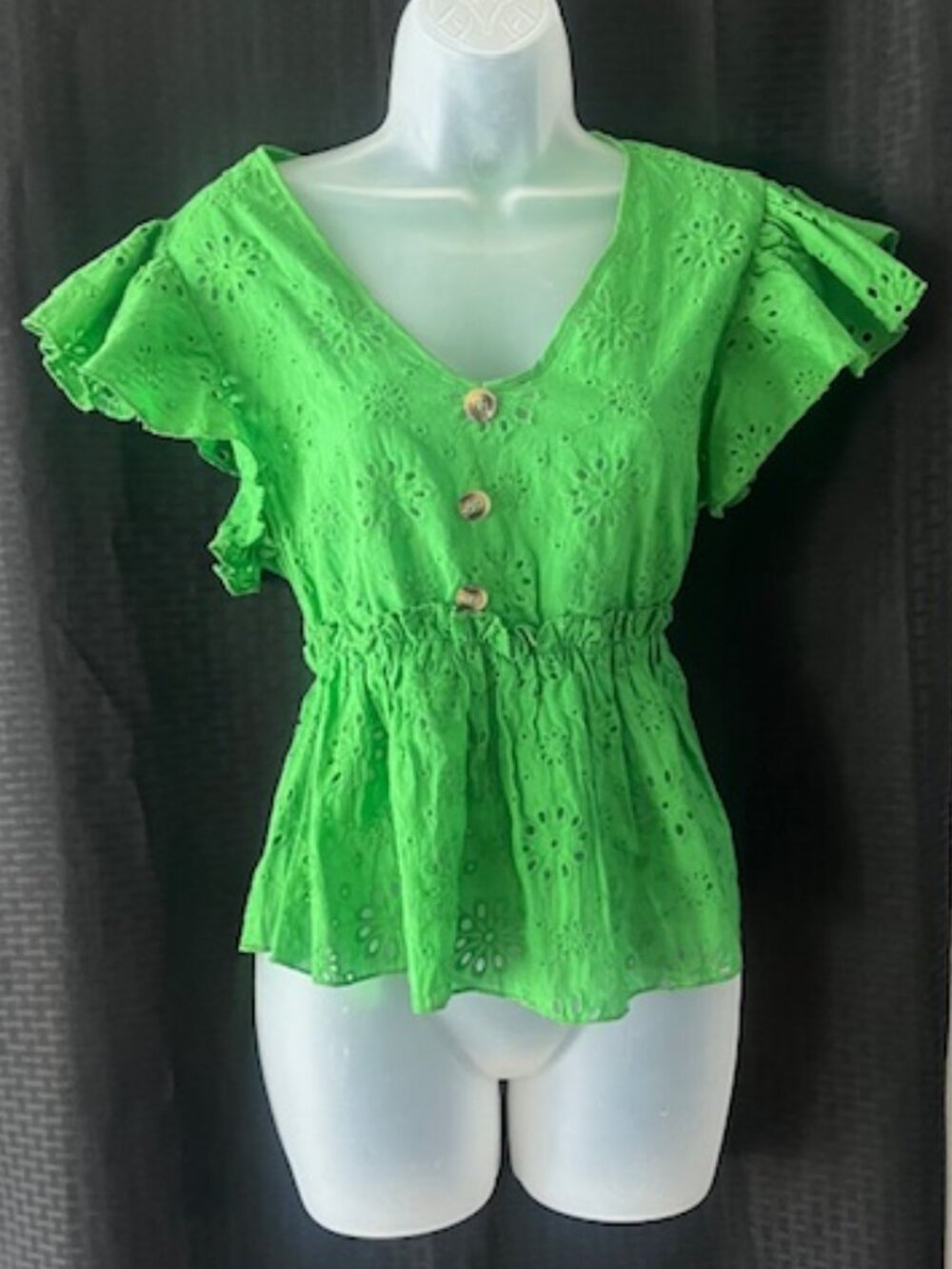 Pretty Green Eyelet Top